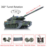 Henglong 1/16 Scale TK7.0 Leopard2A6 RC RTR Tank 3889 W/ 360 Turret Barrel Recoil Metal Tracks Sprockets Idlers Road Wheels