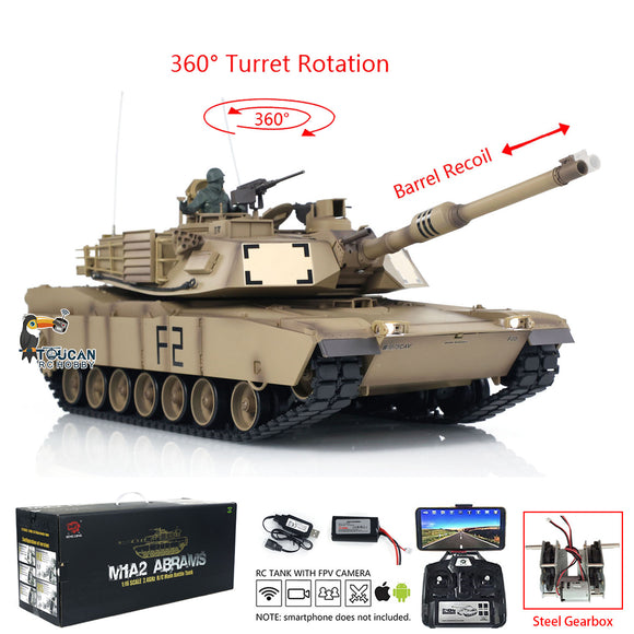 Henglong 1/16 Scale TK7.0 Plastic Version M1A2 Abrams Remote Controlled BB IR Tank 3918 Gearbox Barrel Recoil FPV Smoke Sound