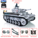 2.4Ghz Henglong 1/16 Scale TK7.0 Upgraded FPV Panzer III H Metal Version RTR RC Model Tank 3849 360 Turret FPV Tracks Idlers