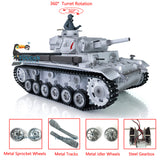 1/16 Scale TK7.0 Upgraded 2.4Ghz Henglong Panzer III H RTR RC Metal Version Tank Model 3849 W/ 360 Turret Tracks Sprockets