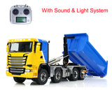 Metal 1/14 Remote Control Hydraulic Dump Truck 8x8 Full Tipper Car Differential Painted Assembled Vehicle