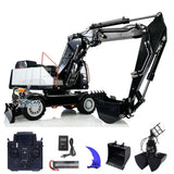 EC380 1/14 RC Hydraulic Excavator Wheeled Construction Vehicle 3-arm Remote Control Diggers Model Grab Tiltable Clamshell Bucket