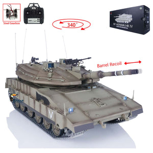 1:16 Heng Long 3958 RC Main Battle Tank IDF Merkava MK IV FPV Upgrade Edition Barrel Recoil Radio Battery RTR Toys Model