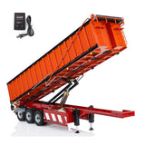 1/14 Metal 3 Axles Hydraulic Dump Trailer Electric Awning for RC Tractor Trucks with Electric Lifting Legs Light System