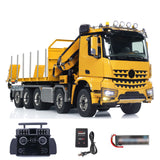 1/14 Hydraulic RC Flatbed Timber Car 10x10 Remote Control Crane Dump Truck Model with 9-Channel Reversing Valve Light Sound System
