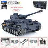 1/16 TK7.0 Customized Ver Henglong Panzer IV F2 RTR RC FPV BB IR Model Tank 3859 Metal Track Wheels W/ 360 Turret Smoke Sound