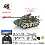 Henglong 1/16 TK7.0 Plastic FPV Ready To Run Remote Controlled King Tiger Tank 3888A 360 Turret Barrel Recoil Steel Gearbox