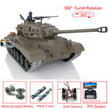 2.4GHz Henglong 1/16 FPV Scale TK7.0 Upgraded M26 Pershing RTR Remote Controller Model Tank 3838 Mental Version With 360 Turret