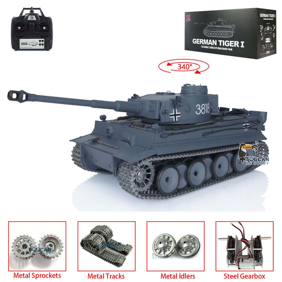 Henglong 1/16 Scale TK7.0 Upgraded Metal Version German Tiger I Ready To Run RC Tank 3818 Tracks Sprockets Idlers Sound Smoke