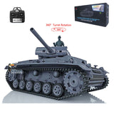 2.4Ghz Henglong 1/16 Scale TK7.0 Plastic Version German Panzer III L RTR RC Model Tank 3848 with 360 Turret Smoke Sound BB IR