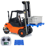 Metal 1/14 RC Hydraulic Equipment Radio Control Forklift Wheeled Transfer Car Construction Vehicles LED Light Sound System PNP