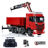 770S 1:14 5 Axles Metal RC Hydraulic Dump Truck  Light Sound Remote Control Crane Full Dumper