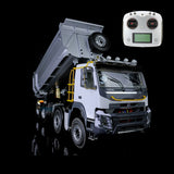 JDM 1/14 Metal RC Hydraulic Dumper 8x8 Dump Truck Remote Control Tipper 2Speed Gearbox Differential Axle JDM-65D
