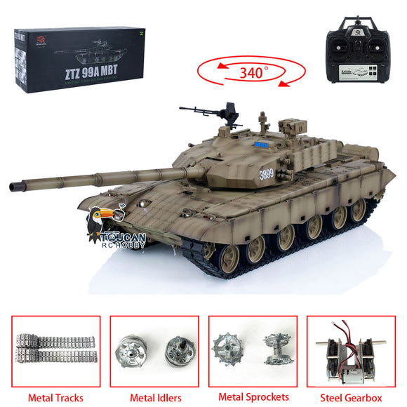 2.4G Henglong 1/16 7.0 Upgraded Chinese 99A RTR RC Military Model Radio Controlled Aromored Vehicle Tank 3899A Metal Track DIY