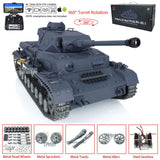 1/16 TK7.0 Customized Ver Henglong Panzer IV F2 RTR RC FPV BB IR Model Tank 3859 Metal Track Wheels W/ 360 Turret Smoke Sound