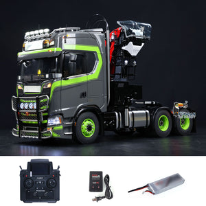 Toucan Metal 6X6 Chassis 1/14 RC Tractor Truck 770S Hydraulic Crane DIY Lorry Model Light Sound