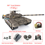 1/16 Scale TK7.0 2.4Ghz Henglong Russian T90 RTR RC Tank 3938 W/ 360 Turret Red Eyes Metal Tracks Sprockets Idlers Smoke