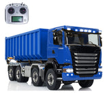 1:14 RC Hydraulic Roll-on Dump Truck 8x8 Radio Control Tipper Car Sounds Lights 3-speed Transmission Differential Lock Axles