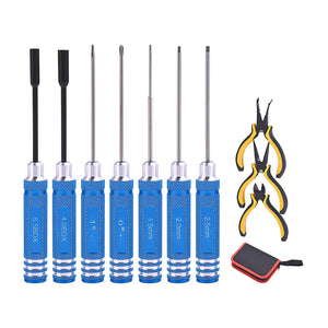 Metal 10pcs Repair Tool Kit Pliers Screwdrivers Hex Driver for RC Car Boat Truck Emulated Remote Control Airplanes Hobby Model