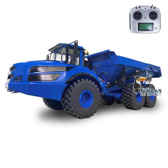 XDRC Metal RC Hydraulic Articulated Truck 1/14 Scale 6X6 Remote Control Dumper Tipper Car Model W/ Light Sound Radio Motor