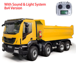 1/14 Hydraulic 8x4 RC Dumper Car Radio Control Tipper Metal Truck Light Sound Painted and Assembled