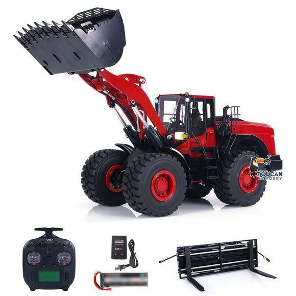 1/14 RC Metal Hydraulic Loader WA480 Electric Construction Heavy Machine Quick Coupler Fork Bucket Light Sound ST8 Radio Battery