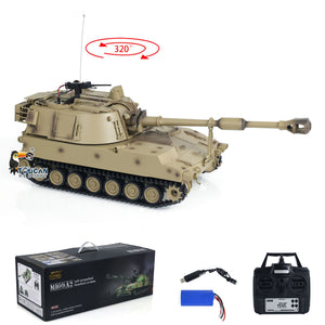 1/16 Tongde RC Tank M109A2 Self-propelled Howitze RTR Infantry Fighting Vehicle with LED Light Smoke Simulation Barrel Elevation