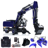 1/14 R946 Wheeled Hydraulic RC Excavator Remote Control Digger Model Grab Ripper with 8-Ways Hydraulic Valves 4 Wheels Drive