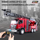 HUINA 1361 1/18 Plastic Aerial Ladder RC Fire-fighting Truck 9CH Remote Controlled Spray Car Model Extinguisher Sound Light