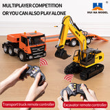 1:18 Huina 1319 RC Tractor Truck Remote Control Excavator with Flatbed Trailer Assembled and Painted Hobby Model Gift