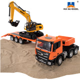 1:18 Huina 1319 RC Tractor Truck Remote Control Excavator with Flatbed Trailer Assembled and Painted Hobby Model Gift