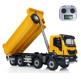 1/14 8x8 Hydraulic RC Dump Truck Metal Remote Control Tipper Car with Sound Light Servo I6S remote control