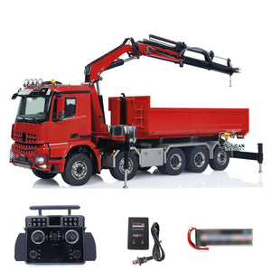 1/14 10x10 RC Hydraulic Crane Full Dump Truck Metal Lorry Car Rear Axle Steering Painted Assembled with Light Sound System