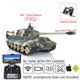 Henglong 1/16 TK7.0 Plastic FPV Ready To Run Remote Controlled King Tiger Tank 3888A 360 Turret Barrel Recoil Steel Gearbox