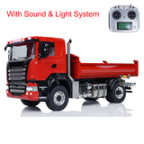 1/14 4x4 RC Hydraulic Car Metal Remote Control N44 Dump Truck With Light Sound 3-speed Transmission Motor Painted Assembled