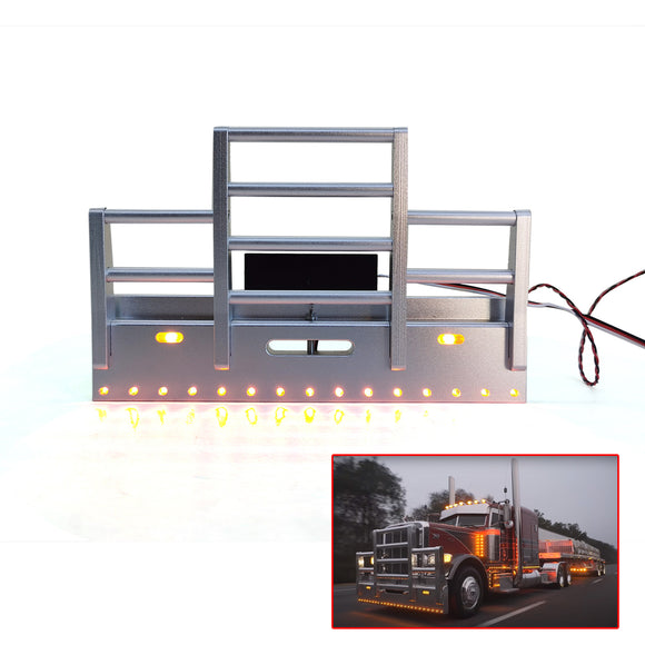 Degree 1/14 Scale Model Part Metal Front Bumper Led Light DIY for Tamiya 56344 56301 RC Tractor Truck Vehicles Models