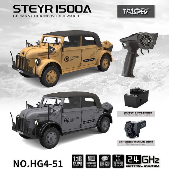1/18 HG 4x4 RC Command Vehicles 4WD Radio Control Off-road Car Model Sound Light Painted and Assembled