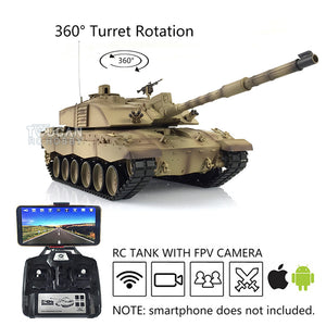 2.4Ghz Henglong 1/16 Scale TK7.0 Challenger II Remote Controlled Ready To Run Tank 3908 360 Turret Steel Gearbox FPV