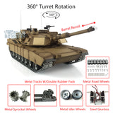 Henglong 1/16 TK7.0 Abrams Ready To Run Remote Controlled BB IR Tank 3918 360 Barrel Recoil Metal Road Wheels Smoke Sound