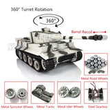 2.4GHz Henglong 1/16 Gray TK7.0 German Tiger I Ready To Run Remote Controlled Tank 3818 Barrel Recoil Metal Road Wheels 360