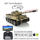 Henglong 1/16 TK7.0 Tiger I RC Tank Model 3818 FPV With 360Turret Barrel Recoil Metal Tracks Sprockets Idlers Driving Gearbox