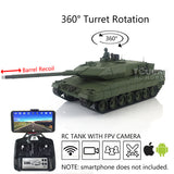 Henglong 1/16 TK7.0 Plastic Leopard2A6 Remote Controlled Ready To Run FPV Tank 3889 Steel Gearbox Barrel Recoil Tracks Sprockets