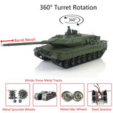 2.4Ghz Henglong 1/16 TK7.0 Leopard2A6 Remote Controlled Ready To Run Tank 3889 360 Barrel Recoil Metal Idlers Sprockets Tracks