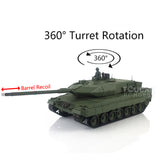 Henglong 1/16 Scale TK7.0 Plastic Leopard2A6 Remote Controlled Ready To Run Tank 3889 W/ 360 Turret Barrel Recoil Smoke Sound