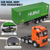 Huina 1317 1/18 RC Tractor Car Container Trailer Truck 9CH Remote Control Cars Assembled and Painted Hobby Model Gift