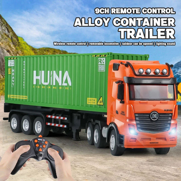 Huina 1317 1/18 RC Tractor Car Container Trailer Truck 9CH Remote Control Cars Assembled and Painted Hobby Model Gift