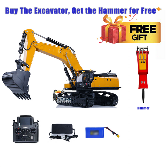 Kabolite K980 1/14 Hydraulic RC Excavator SY980H Giant PL18 Lite Radio Control Digger Metal Manual Quick Release Coupler Electric Hammer Ripper