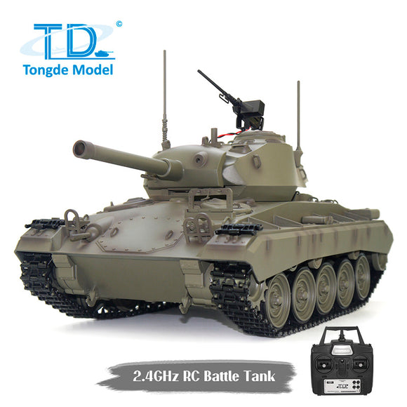 Tongde M24 Chaffee 1/16 Remote Control Light Tank Infrared Combating System Turret Rotate