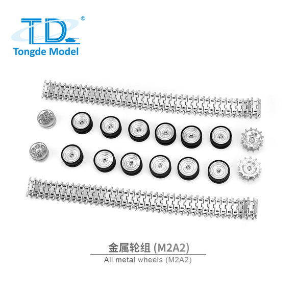 Metal Tracks Idler Sprockets Road Wheels Set Rock Arm Road Wheels Driving Wheel&Idler for 1/16 Tongde RC Tank M2A2 Bradley Parts