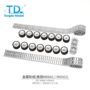 Tongde Metal Tracks Idler Sprockets Road Wheels Set Rock Arm Road Wheels Driving Wheel & Idler for M60A1 1/16 RC Tank Model Parts